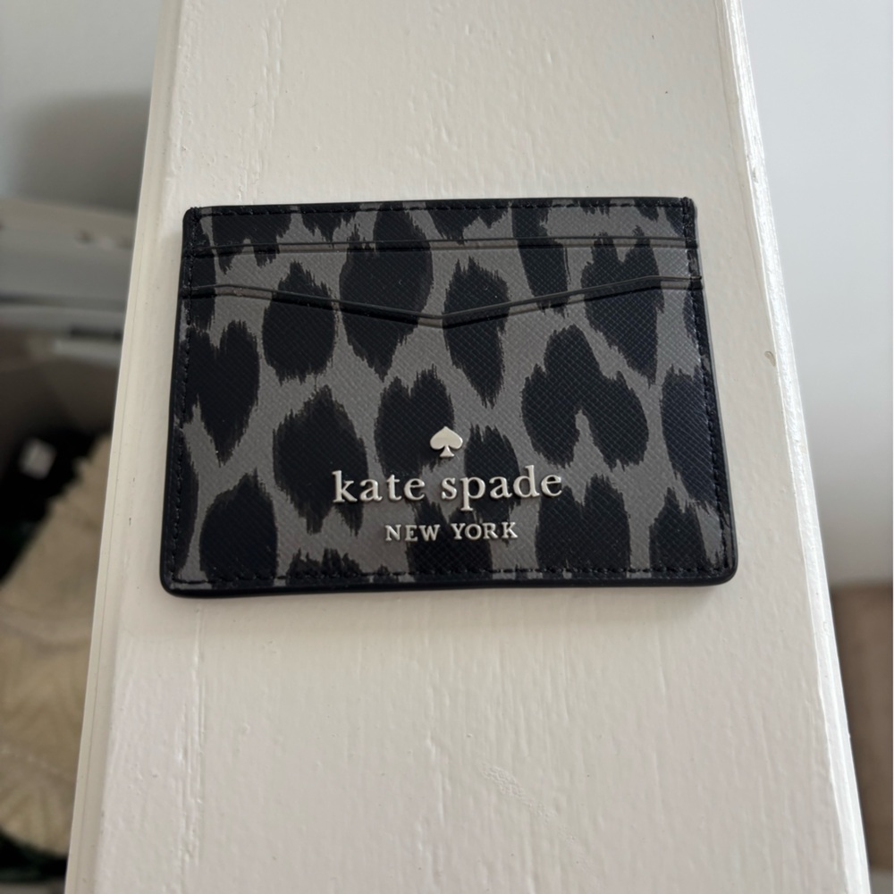 Kate Spade Black and Gray Animal Print Card Holder